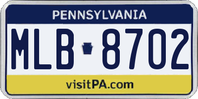 PA license plate MLB8702