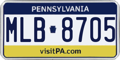 PA license plate MLB8705