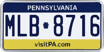 PA license plate MLB8716