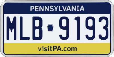 PA license plate MLB9193