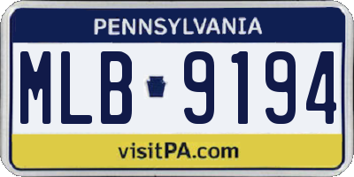 PA license plate MLB9194