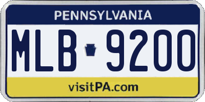 PA license plate MLB9200