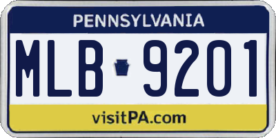 PA license plate MLB9201