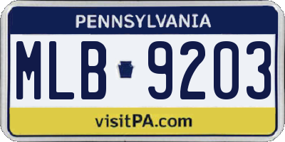 PA license plate MLB9203