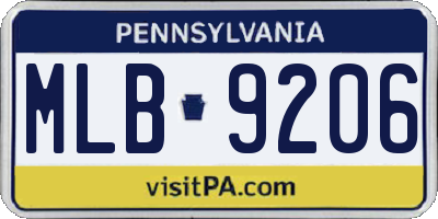 PA license plate MLB9206