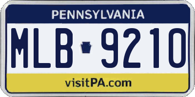 PA license plate MLB9210