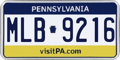 PA license plate MLB9216