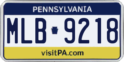 PA license plate MLB9218