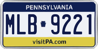 PA license plate MLB9221