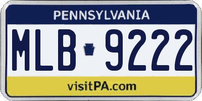 PA license plate MLB9222