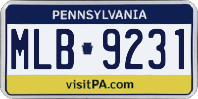 PA license plate MLB9231