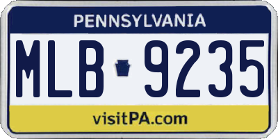 PA license plate MLB9235