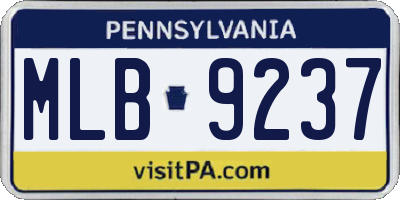 PA license plate MLB9237