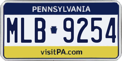 PA license plate MLB9254