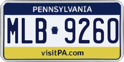 PA license plate MLB9260