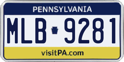PA license plate MLB9281