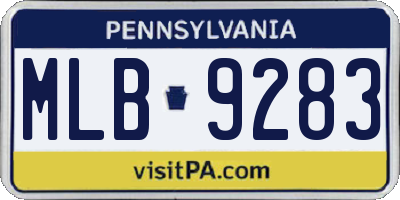 PA license plate MLB9283