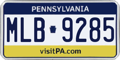 PA license plate MLB9285