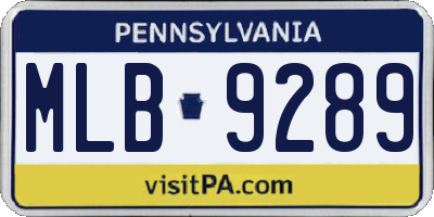PA license plate MLB9289