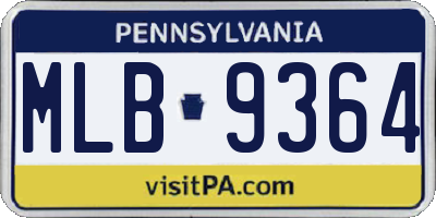 PA license plate MLB9364