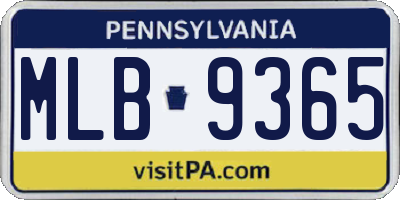 PA license plate MLB9365