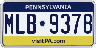 PA license plate MLB9378