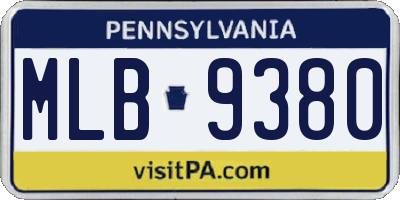 PA license plate MLB9380