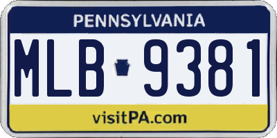 PA license plate MLB9381