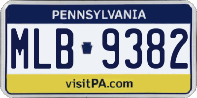 PA license plate MLB9382