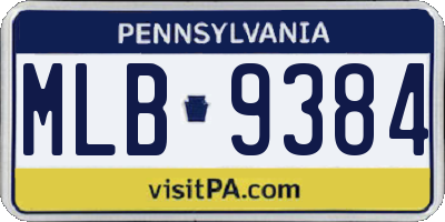 PA license plate MLB9384