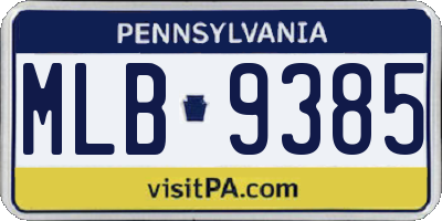 PA license plate MLB9385