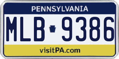 PA license plate MLB9386