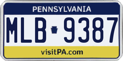 PA license plate MLB9387