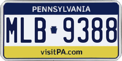 PA license plate MLB9388