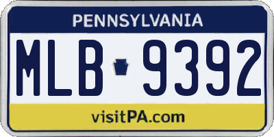 PA license plate MLB9392