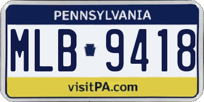 PA license plate MLB9418