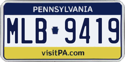 PA license plate MLB9419