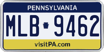 PA license plate MLB9462