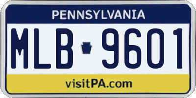 PA license plate MLB9601
