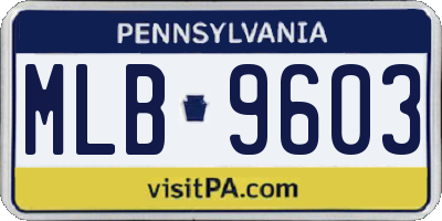 PA license plate MLB9603