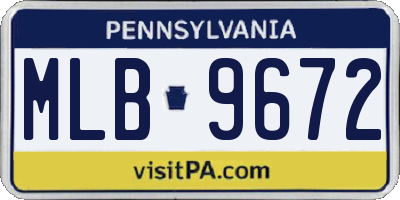 PA license plate MLB9672