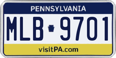 PA license plate MLB9701