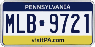 PA license plate MLB9721