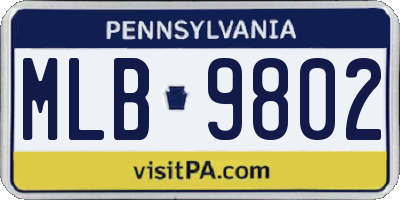 PA license plate MLB9802