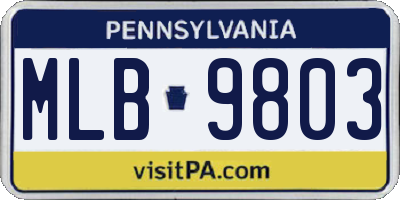 PA license plate MLB9803