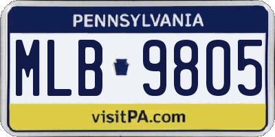 PA license plate MLB9805