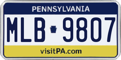 PA license plate MLB9807