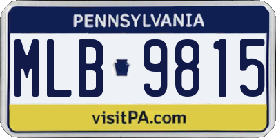 PA license plate MLB9815