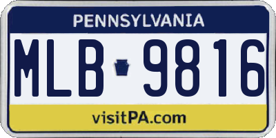 PA license plate MLB9816