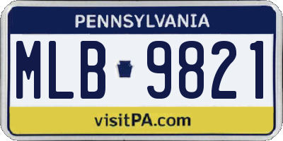 PA license plate MLB9821